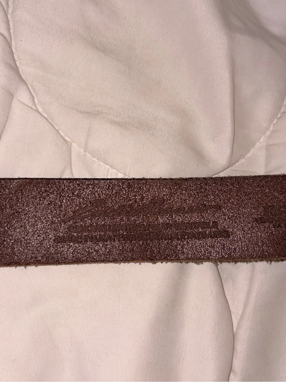 Eddie Bauer Dark Brown Leather Belt with Brass-Tone Buckle